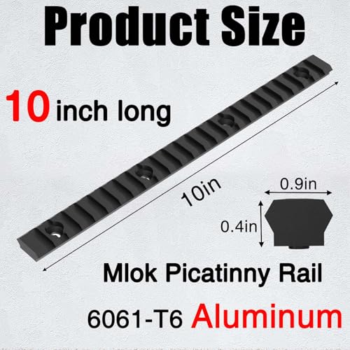 24 Slot Aluminum Picatinny Rail Accessories for Mlok, 10 Inch Long Sturdy Guide Rail, Easy to Install and Use, Comes with T-Nuts & Screws & Hex Wrench