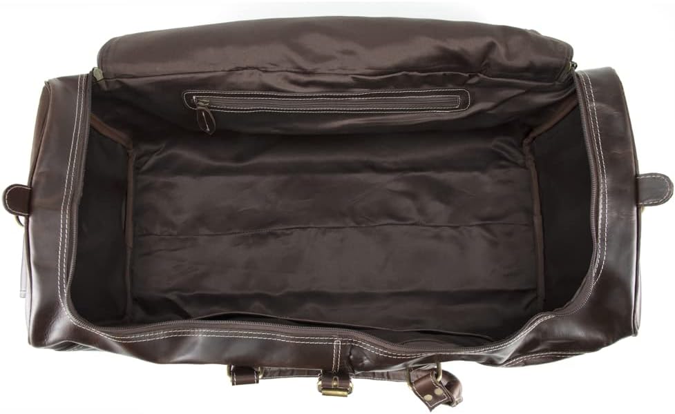 Buffalo Leather Duffle Bag for Men 24 Inches | Top Grain Leather Travel Bag | Large Overnight Weekender Holdall Bag | Vintage Classic Style Sports Gym Bag | Carry On Luggage Bag Best for Gift by Hulsh