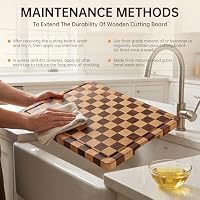 THETCHRY Cutting Boards for Kitchen, Checkered Walnut Wooden Cutting Board — image 9