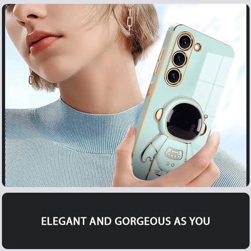 Image of Silicone For Samsung Galaxy Case Cute 3D Astronaut Stand Design Camera Protection Shockproof Soft Back Cover (For Samsung Galaxy M34 5G / F34 5G,Mint)