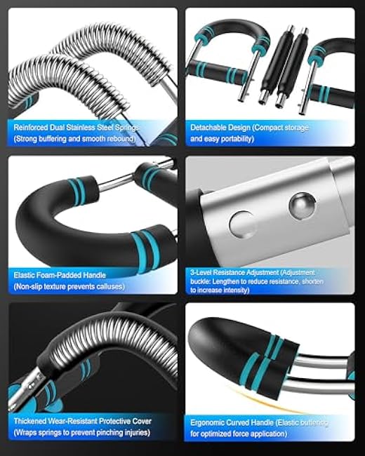 Twister Arm Trainer, 60-100lb Adjustable Chest Workout Equipment, Adjustable Spring Workout Bar for Men & Women, Detachable Power Twister Home Fitness Equipment for Enhancing Upper Body Muscle