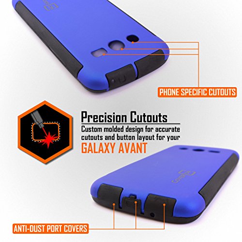 Coveron For Samsung Galaxy Avant Case Hard Soft Dual Layer Hybrid Case W/Clear Anti-Glare Sreen Protector - White Hard Black Tpu #TOP7