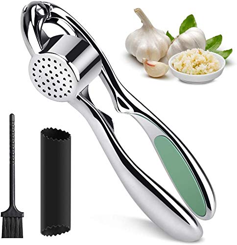 BROTOU Ensemble de presse-ail, presse-ail antirouille Coupe-ail Passe au lave-vaisselle Presse-ail Broyeur à ail avec éplucheur d'ail en silicone et brosse de nettoyage Aide à la cuisine pratique Cover