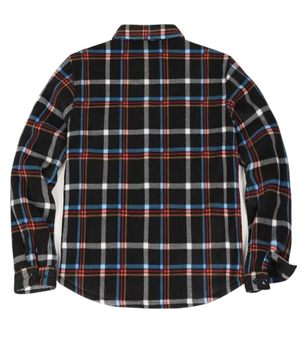 Image of Lisskolo Men's Warm Sherpa Flannel Shirt Jacket Heavy Fleece Lined Plaid Button Up Jackets