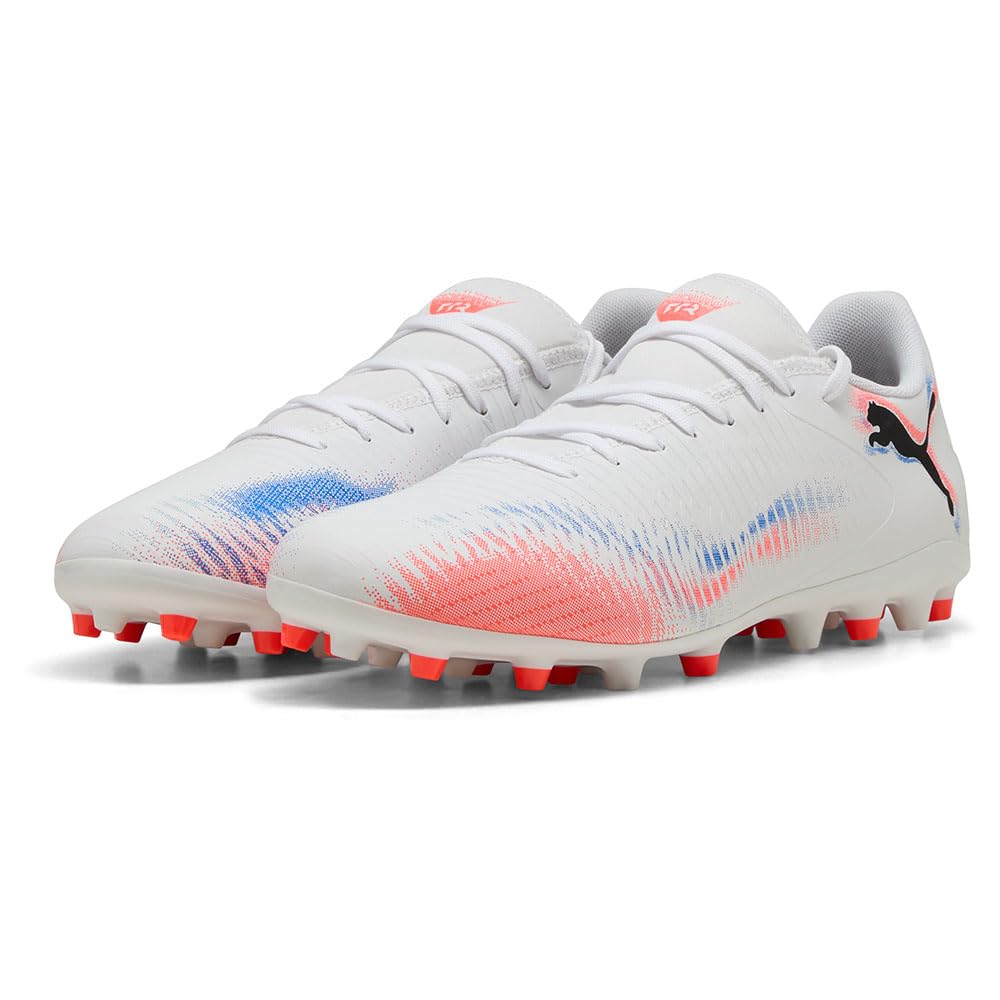 PUMA Future 8 Play MG Soccer Shoe Unisex, PUMA White-PUMA Black-Glowing Red, 9.5