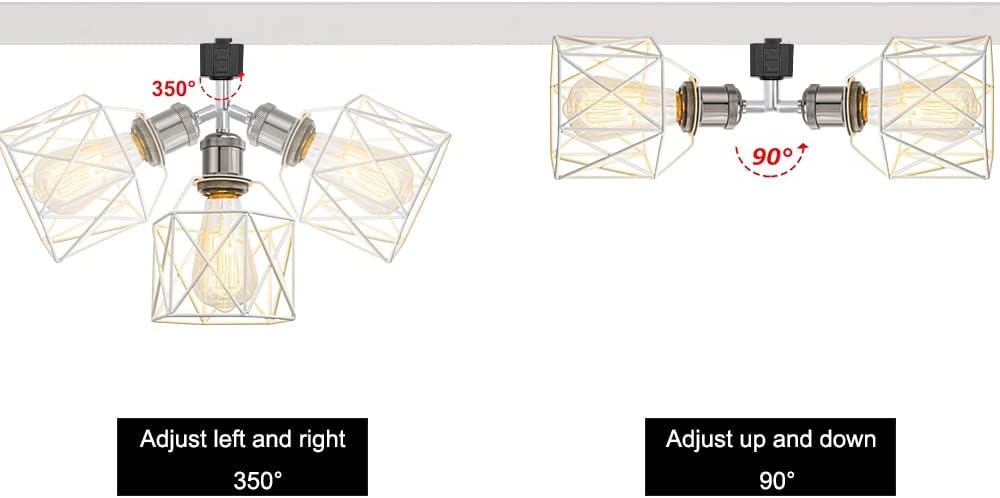 3-Pack Modern Design Adjusted Angle L-Type Track Head Lighting E26 Base White Hollow Cage Track Light Lamp for Bar Sink Kitchen Gallery Mirror Front Office(No Bulb & Track)