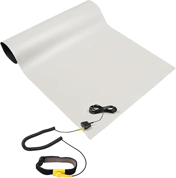 Anti Static ESD Mat for Electronics Repair, 24"X24", Grounding Kit | Helps reduce static risk during PC building and upgrades; includes an ESD wrist strap. No outlet adapter.