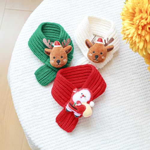 BT Bear 2 PCS Christmas Pet Scarf with Christmas Hat Set,Dog Knitted Scarf Puppy Cat Christmas Costume Pet Scarves Holiday Dress Up for Cats Small Dogs (Red,S) - Image 4
