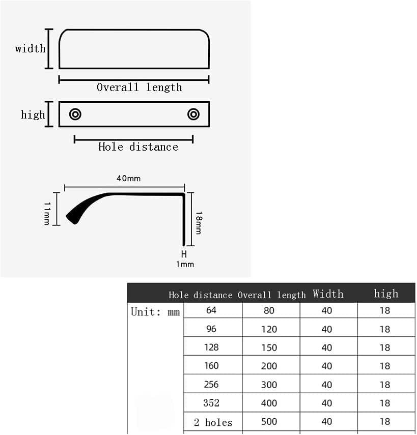 Aluminum Alloy Furniture Handle Invisible Handles Concealed Door Knob Matte Black 2 Pieces (Color : Hole Distance 256mm)