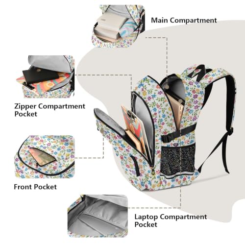 Mochila universitaria de 17.5 pulgadas con flores para portátiles y viajes de negocios 5