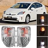 SIDMILE Pair of DRL LED Fog Lamp Signal Lights RH /LH fit for Toyota Prius 2012 2013 2014 2015 with Bulb