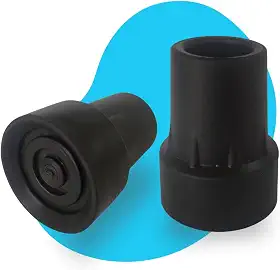 Ponteira de Borracha para Muleta, 22mm, Preta, com Anel Interno Anti-ruído e Sistema de Ventosa para Melhor Aderência