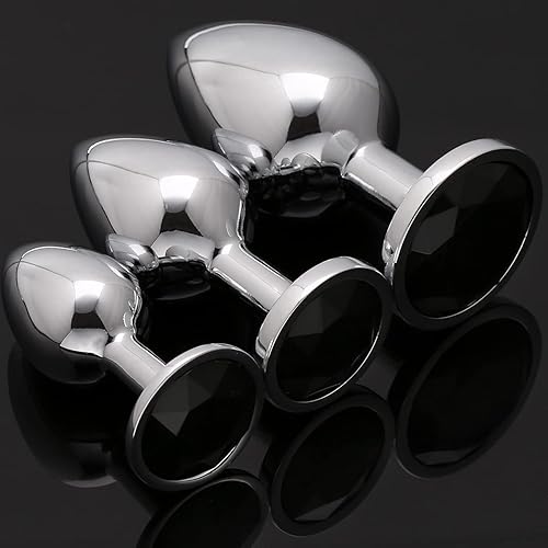 Miniatura 29 de AKStore 3 tapones anales fetiches de acero inoxidable con diseño de joyas lujosas para fantasías sexuales de bondage, tamaños grande, mediano y Blue