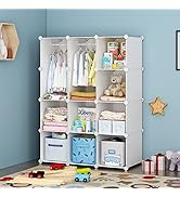 VIPZONE Kids Closet Organizers Baby Wardrobe Dresser for Kids Bedroom Nursery Armoire Clothes Han...