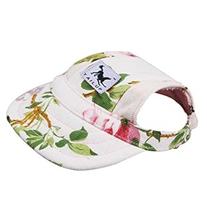   Dog-HatDog-Sunscreen-Hat-Baseball-Cap-Outdoor-Sports-Hat-with-Ear-Holes-Chin-Strap-Adjustable-Hat-for-Small-and-Medium-Dog-Large-DogsFlowerL