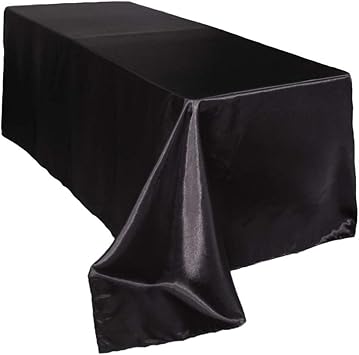 YOUR CHAIR COVERS - 90 x 156 Inch - 8 ft Black Rectangular Satin Tablecloth - Elegant Shiny Satin Table Linen for Rectangular Tables, Weddings & Banquets