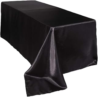 YOUR CHAIR COVERS - 90 x 156 Inch - 8 ft Black Rectangular Satin Tablecloth - Elegant Shiny Satin Table Linen for Rectangular Tables, Weddings & Banquets