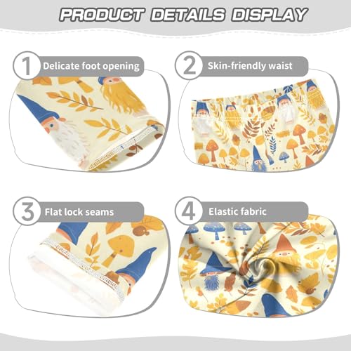 Autumn Gnomes Yellow Leaves Berries Vintagoddler Girls Cotton Pants Stretchy High Waisted Athleisure Pants Running3