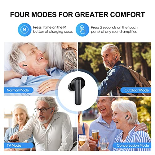 Hearing Aids For Seniors And Adults, Rechargeable Bluetooth Hearing Aids,16 Channels Hearing Amplifiers With Touch Control And Button Control, With Noise Cancellation (Black) #TOP5