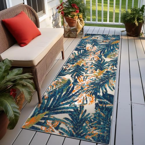 Rugshop Indoor/Outdoor Floral Tropical Durable Runner Rug Multi 2'7" x 8'