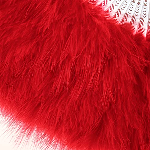 Babeyond Marabou Feather Fan 20S Vintage Folding Fan Flapper Hand Fan For Costume Dancing Show Tea Party Wedding Decoration (Red) #TOP1