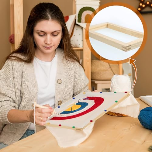 Image of Foxtell 16 Sets Needlepoint Stretcher Bar Set, 8 Sizes Stretcher Bars for Needlework Art Supplies Wooden Canvas Stretcher Bar Set with 100 Pins Regular Stretcher Bars for Needlepoint Frame Set