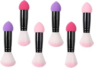 6pcs Double Ended Blush Brush Set Nylon Fiber Aluminum | Travel Size, Soft Application, Professional Use, Facial Makeup Brush Assortment for Blending and Powder