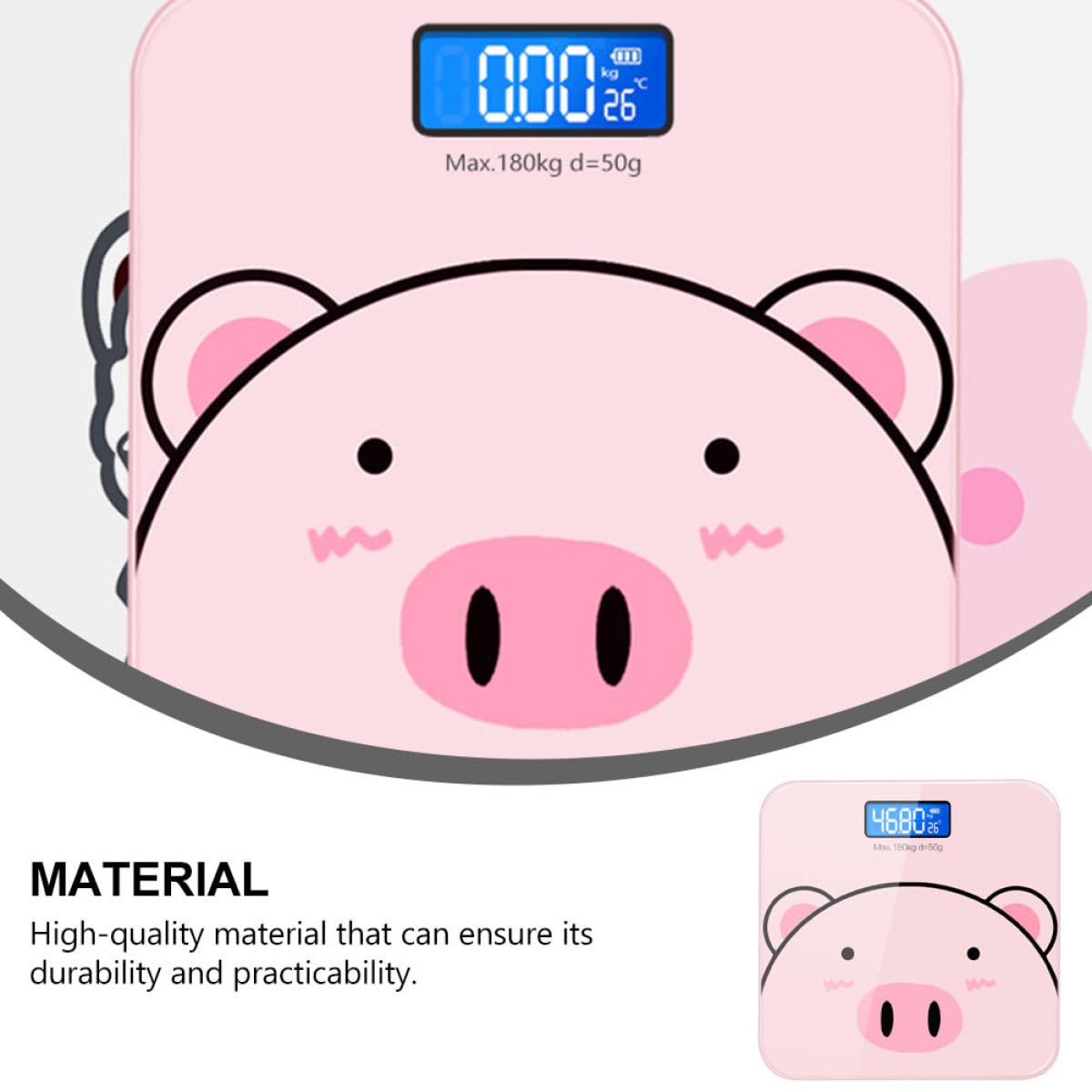 Báscula Digital de Peso Corporal y Pantalla Lcd de Alta Definición Diseño de Dibujos Animados Vidrio Templado Precisión de 2 Decimales Hogar