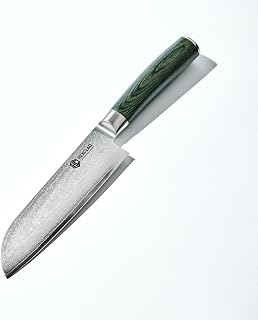 HexClad 7-Inch Santoku Knife: 67-Layer Japanese Damascus Steel Blade, Ergonomic Pakkawood Handle for Precision Chopping