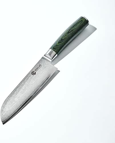 HexClad 7 Inch Japanese Damascus Stainless Steel Santoku Knife, Full