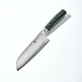 HexClad Santoku Knife, 7-Inch Japanese Damascus Stainless Steel Blade, Pakkawood Handle
