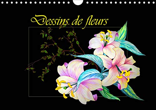 Dessins de fleurs (Calendrier mural 2021 DIN A4 horizontal): Dessins au crayon de couleur (Calendrier mensuel, 14 Pages )