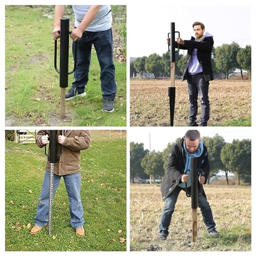 LANIAKEA Fence Post Driver, 8LB T Post Driver/Rammer with Handle, 17 Inch Heavy Duty Post Pounder for U Fence Post, Post Hole Diggers, Black