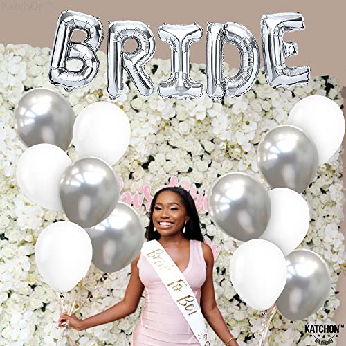 Katchon, Silver Bride Balloons Set, 16 Inch - Big Pack Of 23 | Bride Balloons Silver For Silver Bachelorette Party Decorations | Bride Decorations | Bride Letter Balloons For Bridal Shower Decorations #TOP5