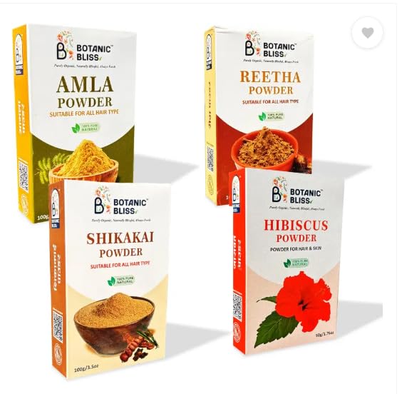 Botanic Bliss Amla Reetha Shikakai Hibiscus Combo for Hair Growth & Hair Fall Control | Natural Herbal Hair Cleanser for Strong, Shiny & Healthy Hair-image-5