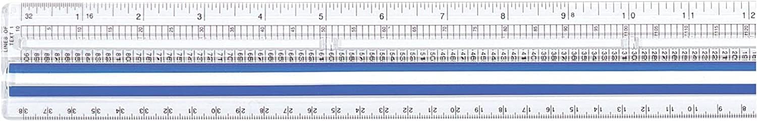 Data Processing Magnifying Ruler, 2X Magnification, 1/16-Inch & Tenths Scales, Back-to-School, School Supplies, Classroom Supplies, 12-Inch