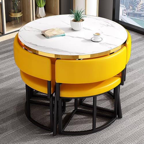 GAZOGJ Modern Dining Table and Chair Set for Office Reception Room Club and Home Kitchen Living Room Bar Balcony Bedroom Library Billiard Hall Yellow Color Scheme