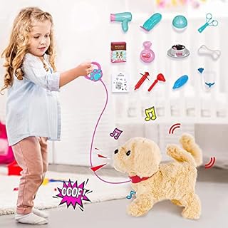 HULASO Electronic Plush Puppy Pet Dog Toy for Kids Interactive Plush Toy Walking Talking Barking Singing Tail Wagging Dog Repeat What You Said Gift for Kids 4-8