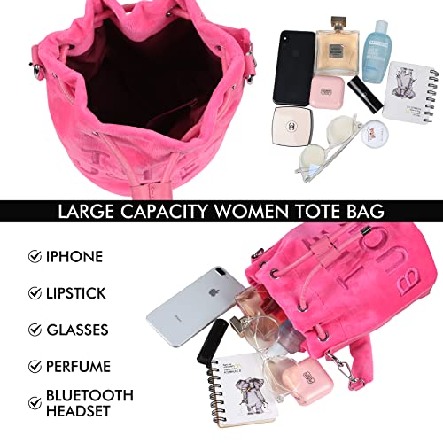 JQAliMOVV Mini Crossbody Bucket Bags for Women Trendy Velvet Bucket Purse Hobo Drawstring Handbags4
