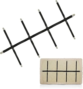 Bed Sheet Clip,Sheet Strap Adjustable Elastic and Firm,Make your Mattresses More Tidy (Black)