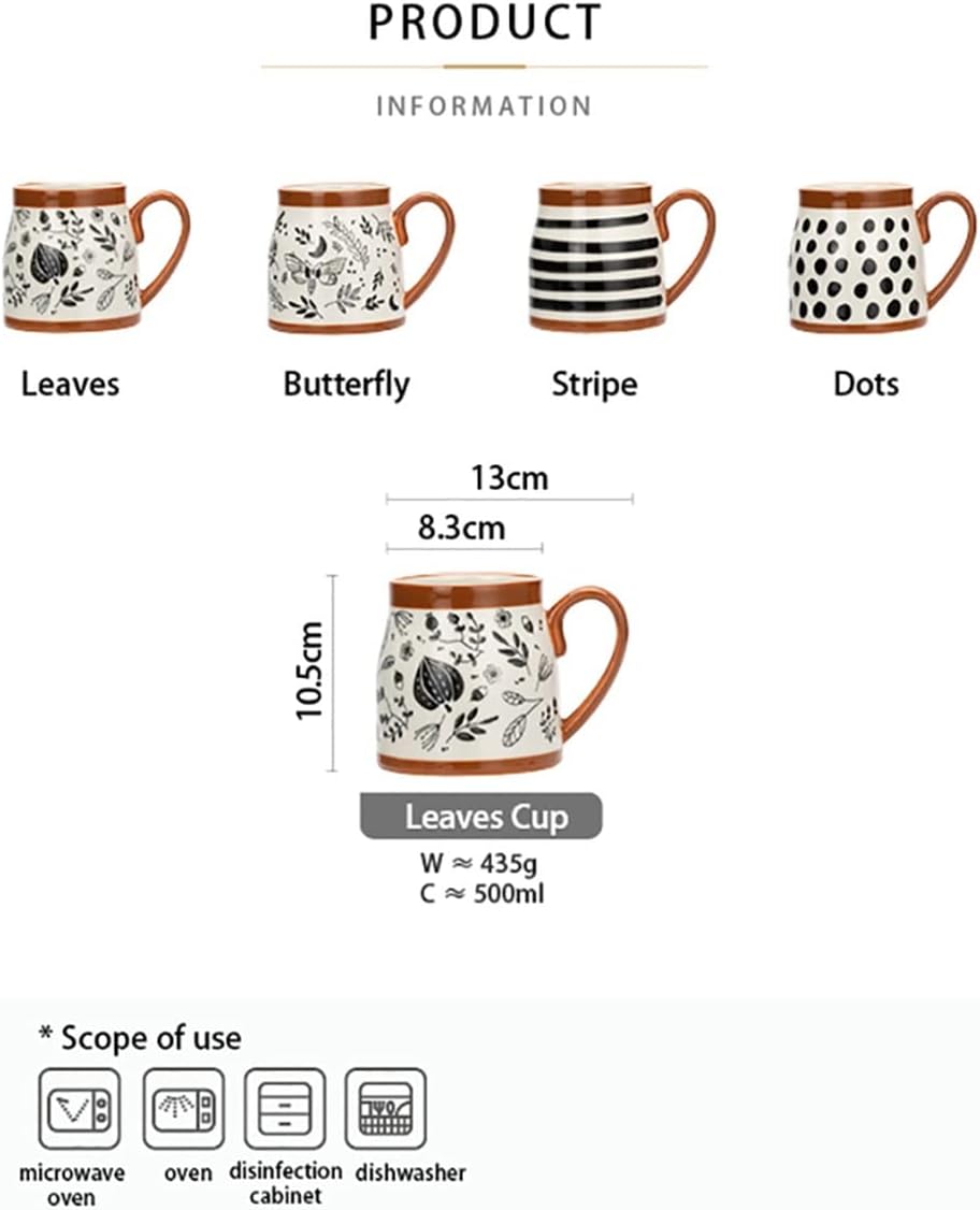 500ml Ceramic Coffee Mug Heat-resistant Handgrip Cup For Juice Water Milk Office Kitchen Restaurant(Black)