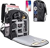 Cwatcun Camera Backpack with Extra Storage, DSLR SLR Water Resistant Camera Bag with 14' Laptop Compartment Fits Canon Nikon Sony Camera, Camera Case with Tripod Holder for Women Men Photographer