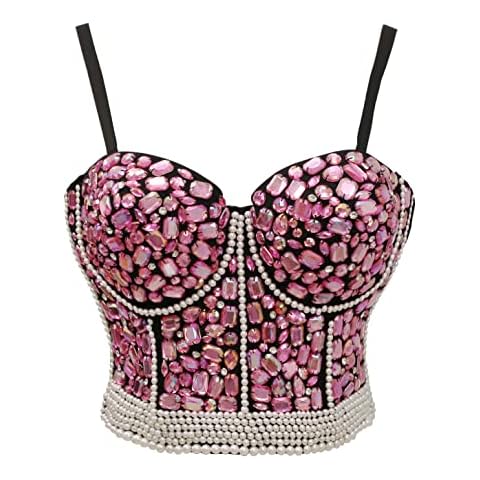 Bslingerie Sujetador de Lentejuelas con Cristales Rosados Cover