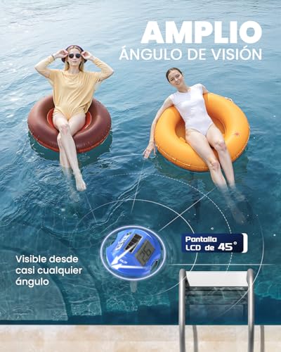 Miniatura 3 de Termómetro Piscina Solar Flotante Baldr Con Doble Pantalla Antirreflejos, Ipx7 Impermeable Para Piscinas, Spa Y Estanques, Lectura Fácil Azul Oscuro