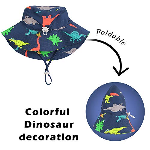 Baby Girls Floppy Sun Hat Boys Toddler Outdoor Waterproof Cap For Summer Beach Adventure (Colorful Dinosaur, 52Cm/20.5"(2-4T)) #TOP5