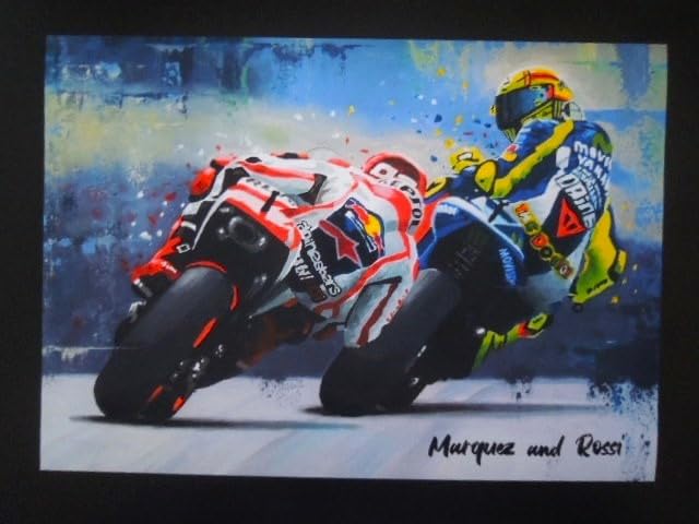 A4 額付き ポスター マルクマルケス バレンティーノロッシ Marc Marquez Valentino Rossi バイク レース