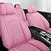 EVCHAREN Car Seat Covers for VW/Volkswagen Beetle 2012-2018 2019, Full Set Stylish Breathable Faux Leather Seat Cover Waterproof Seat Protectors,Comfort Car Chair Cushion Vehicle Seat Covers Pink