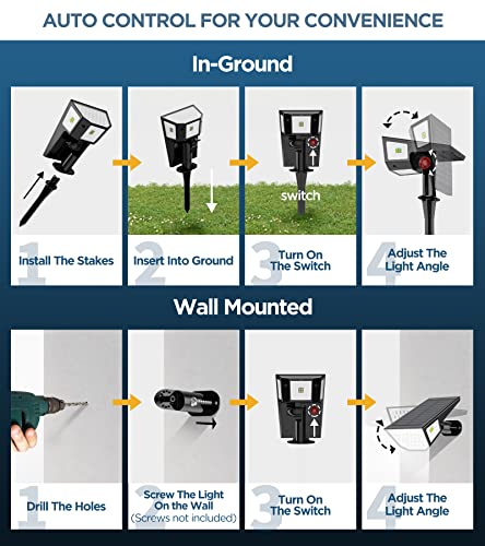 Hnes 4 Pack Super Bright Solar Spot Lights Outdoor [47 Leds | 4 Sides Illuminants | 300° Light Angle] Ip65 Waterproof Solar Outdoor Lights Garden Lights Solar Powered Landscape Lights (Cool White) #TOP6