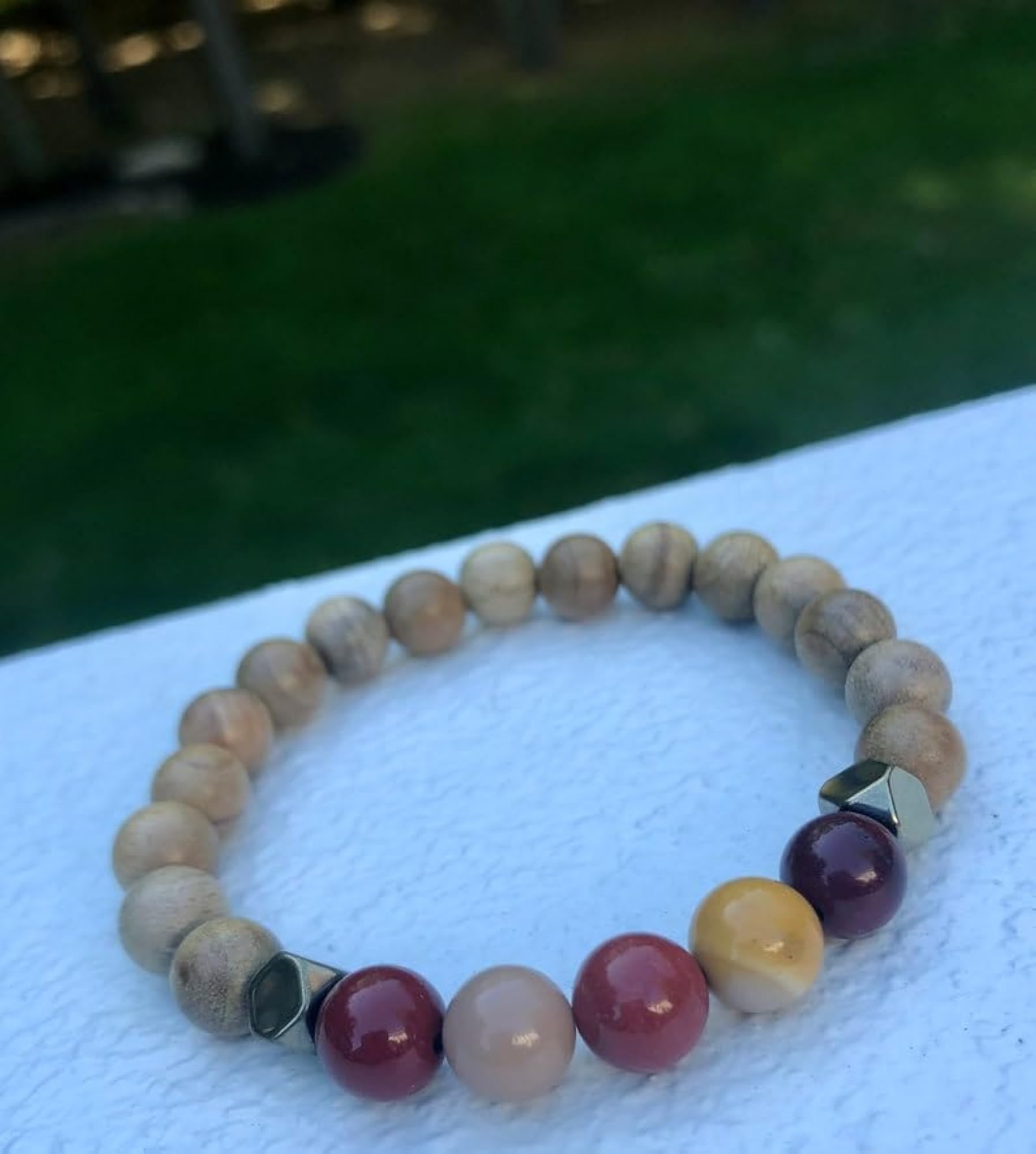 Unisex Natural Mookaite & Sandalwood 8mm Bracelet