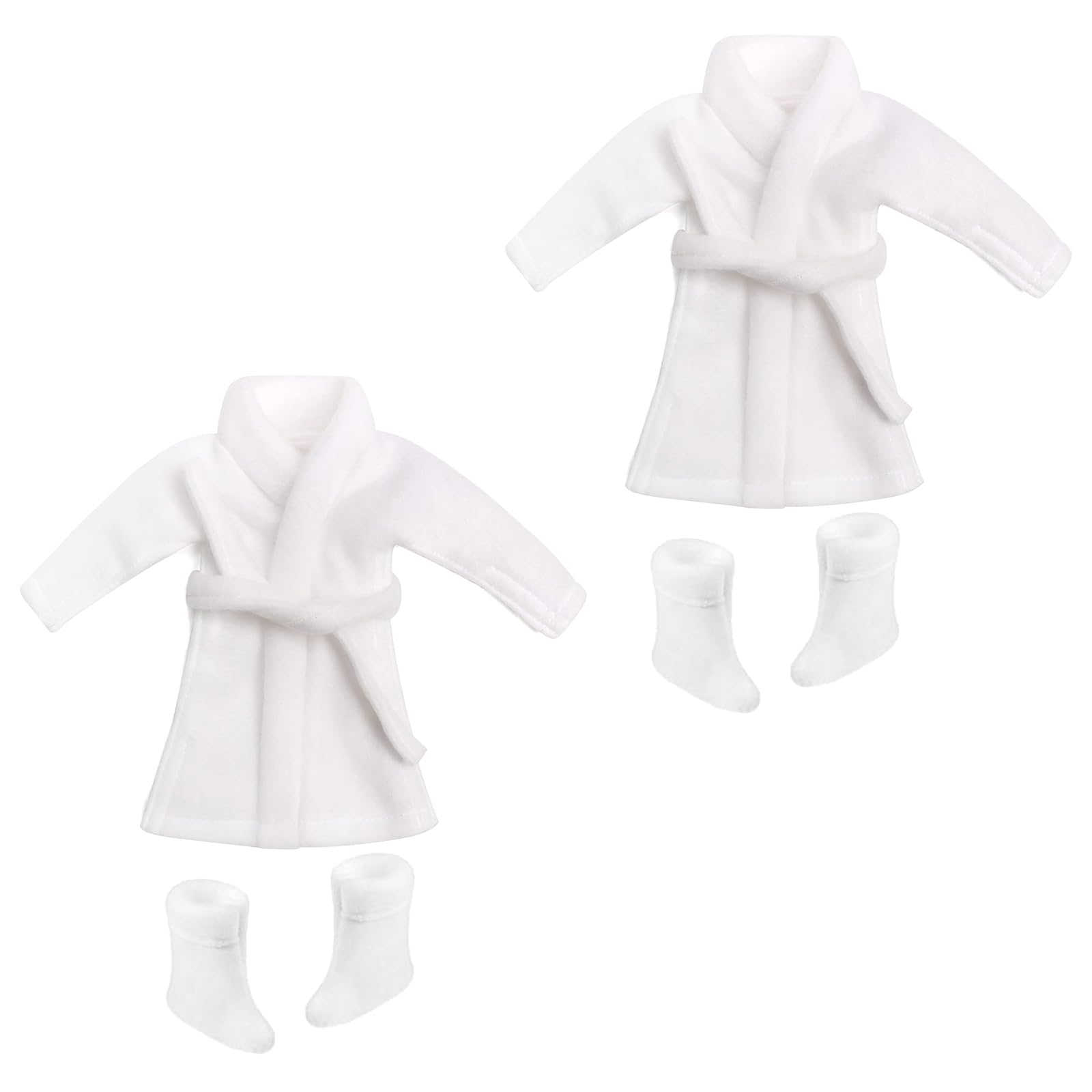 Set Accappatoi In Miniatura Per Bambole Di Natale - 2 Confezioni Con Calzini, Costume Elfo Per Decorazioni Natalizie